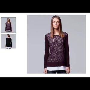 Simply Vera Wang maroon layered sweater